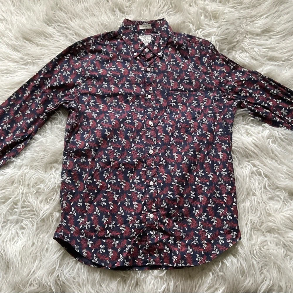 J Crew Long-sleeve‎ stretch Secret Wash cotton poplin slim shirt